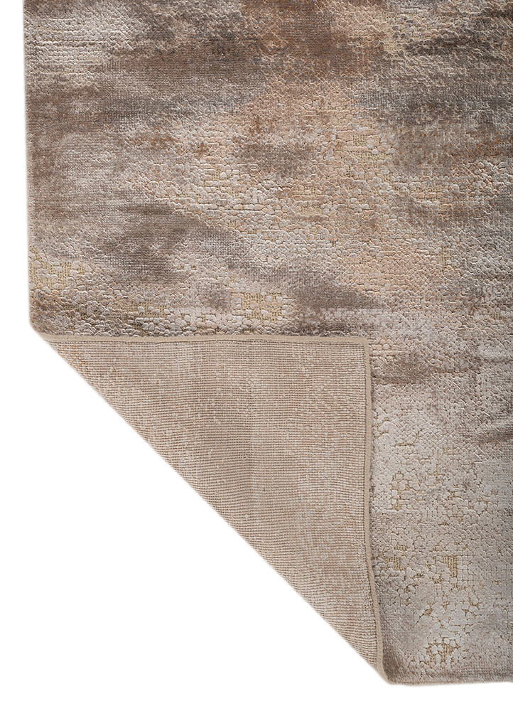 entropy ivory wool and bamboo silk hand knotted Rug - Backing Shot