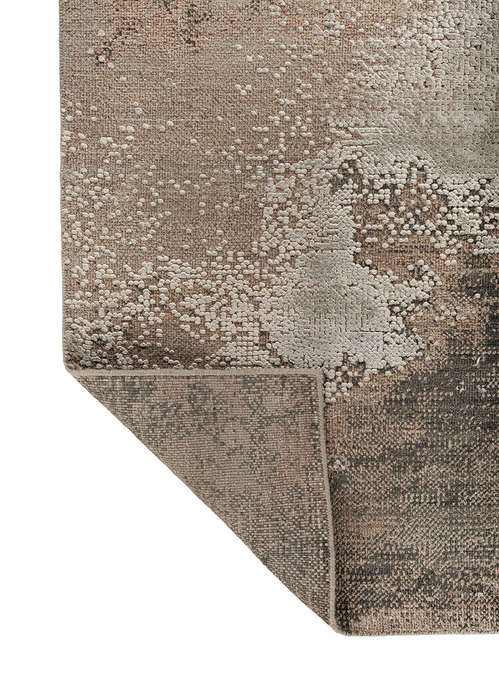 entropy green wool and bamboo silk hand knotted Rug - Backing Shot