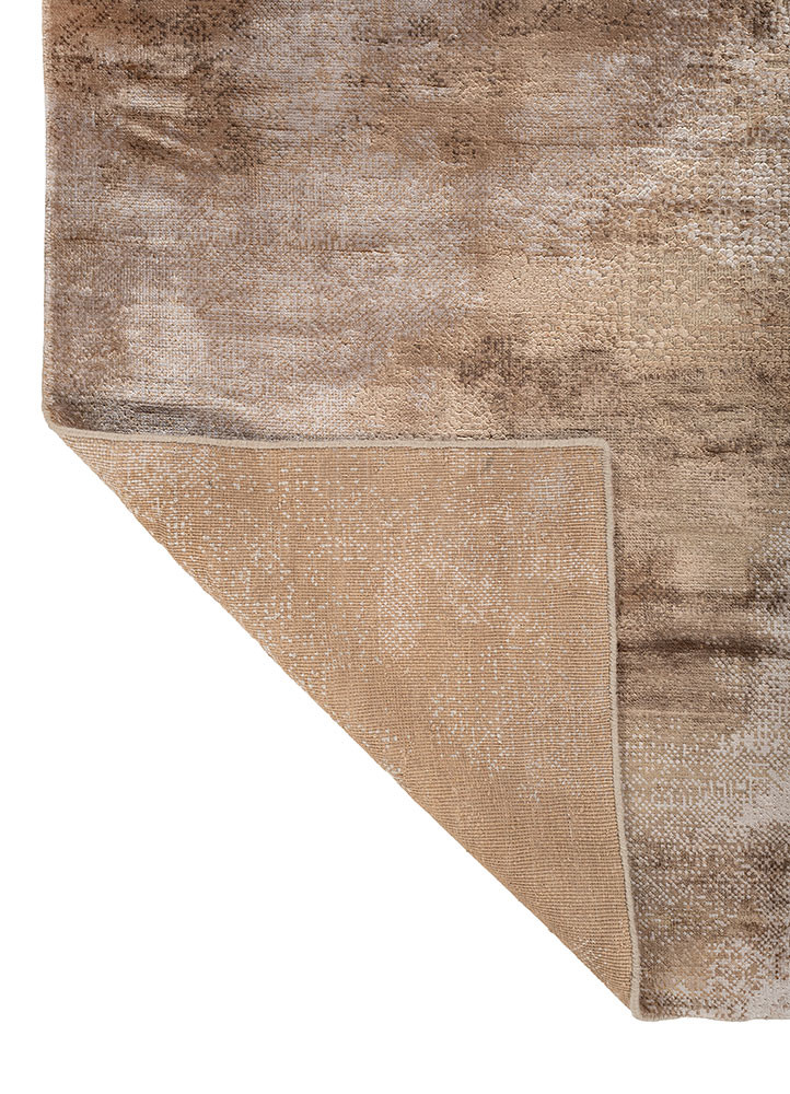 uvenuti beige and brown wool and bamboo silk hand knotted Rug - Backing Shot uvenuti beige and brown wool and bamboo silk hand knotted Rug - Backing Shot
