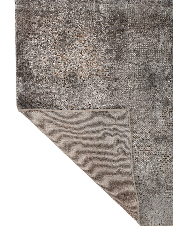 uvenuti grey and black wool and bamboo silk hand knotted Rug - Backing Shot uvenuti grey and black wool and bamboo silk hand knotted Rug - Backing Shot
