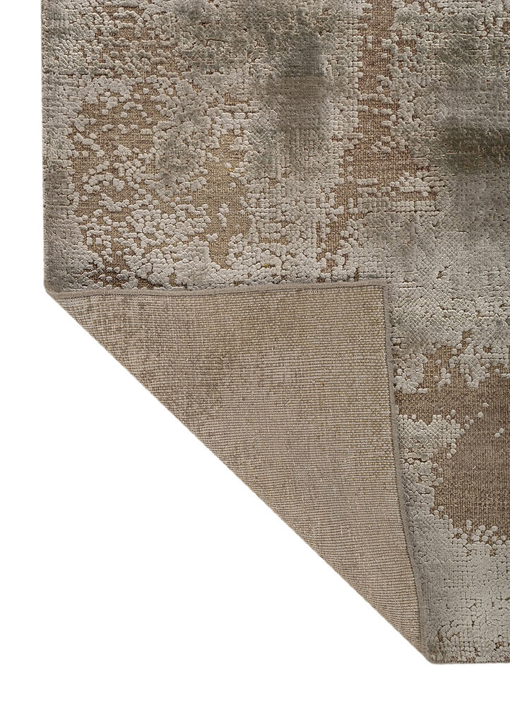 uvenuti beige and brown wool and bamboo silk hand knotted Rug - Backing Shot uvenuti beige and brown wool and bamboo silk hand knotted Rug - Backing Shot