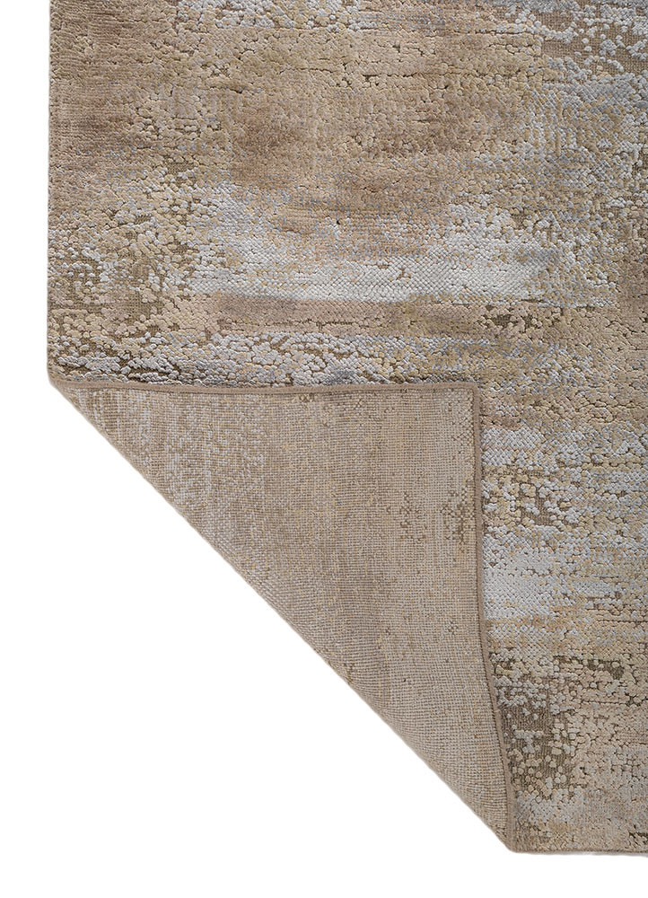 entropy ivory wool and bamboo silk hand knotted Rug - Backing Shot