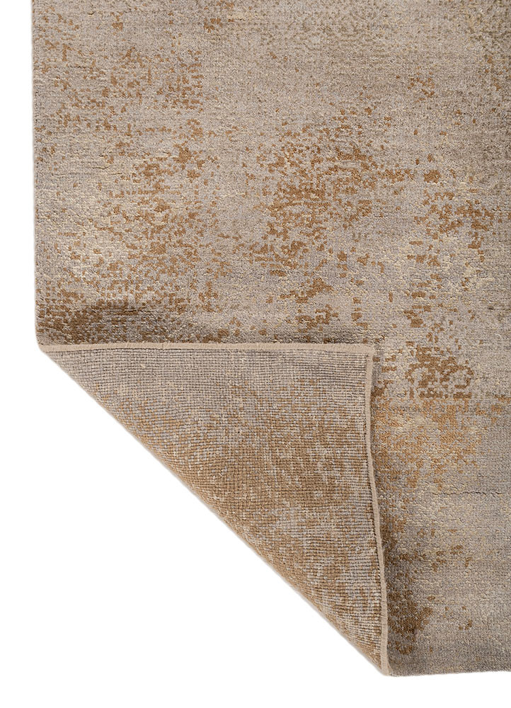 entropy ivory wool and bamboo silk hand knotted Rug - Backing Shot