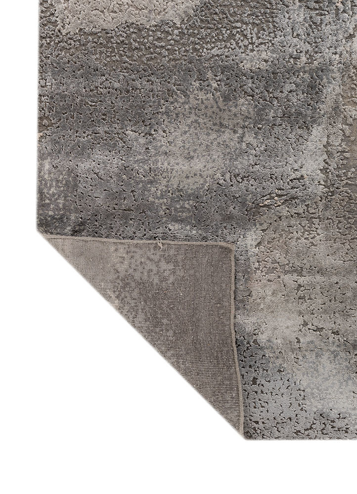 aprezo grey and black wool and bamboo silk hand knotted Rug - Backing Shot aprezo grey and black wool and bamboo silk hand knotted Rug - Backing Shot