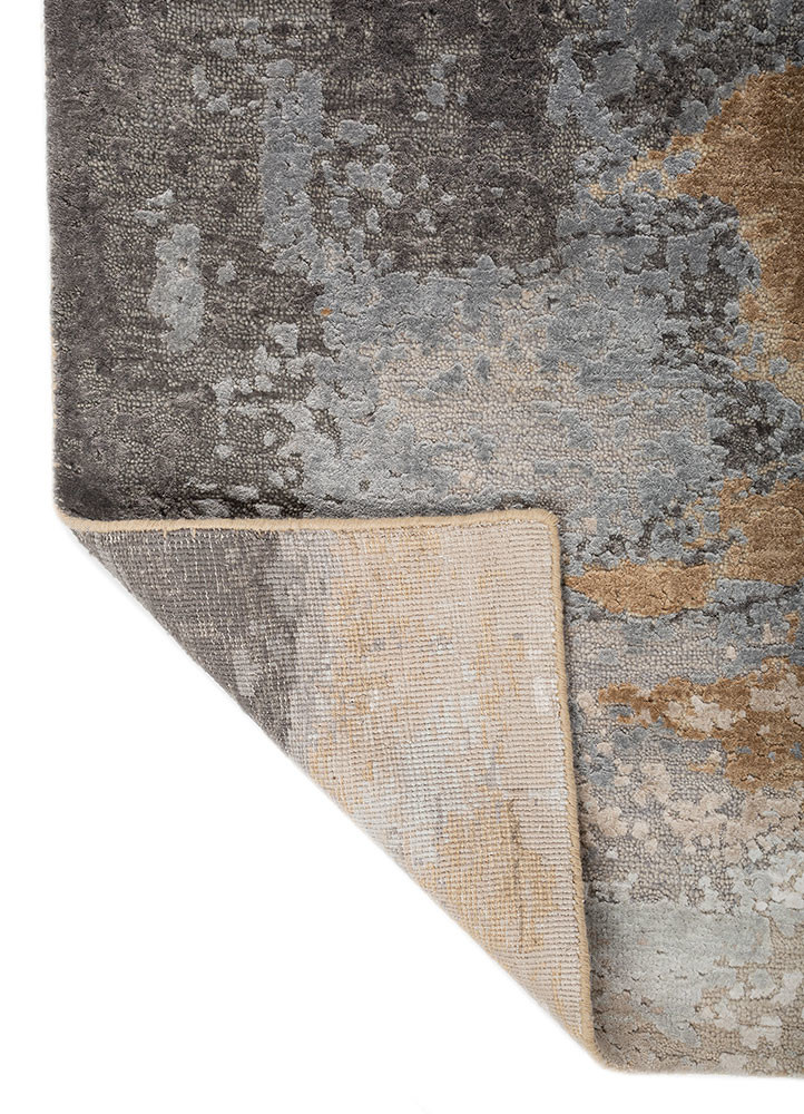 entropy beige and brown wool and bamboo silk hand knotted Rug - Backing Shot entropy beige and brown wool and bamboo silk hand knotted Rug - Backing Shot