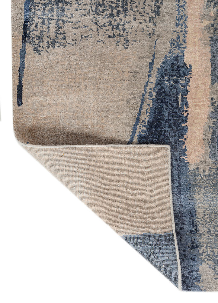 aprezo blue wool and bamboo silk hand knotted Rug - Backing Shot aprezo blue wool and bamboo silk hand knotted Rug - Backing Shot