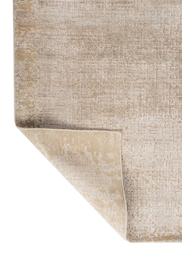 entropy ivory wool and bamboo silk hand knotted Rug - Backing Shot