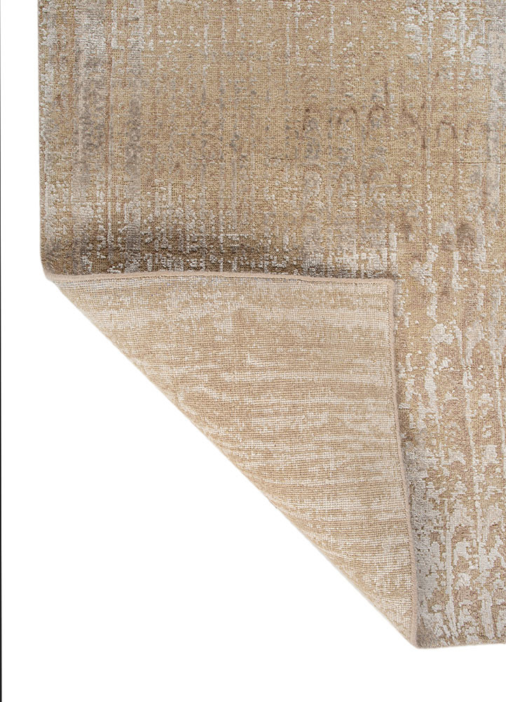 entropy ivory wool and bamboo silk hand knotted Rug - Backing Shot