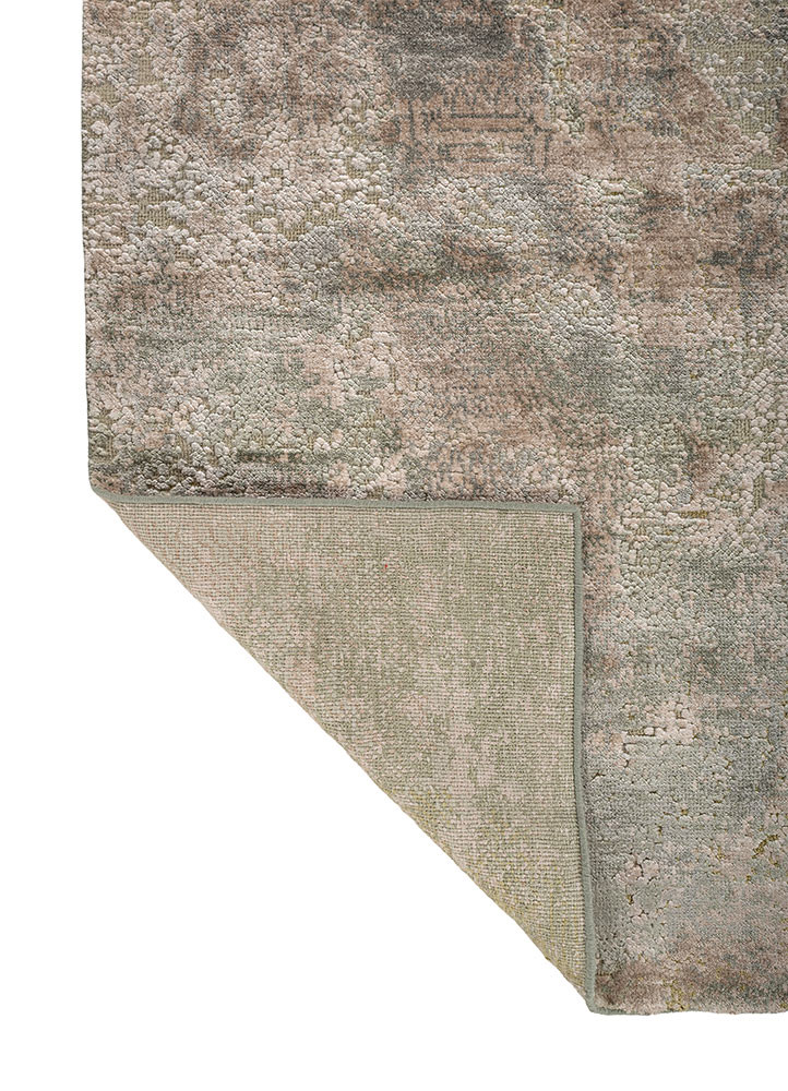 aprezo green wool and bamboo silk hand knotted Rug - Backing Shot aprezo green wool and bamboo silk hand knotted Rug - Backing Shot