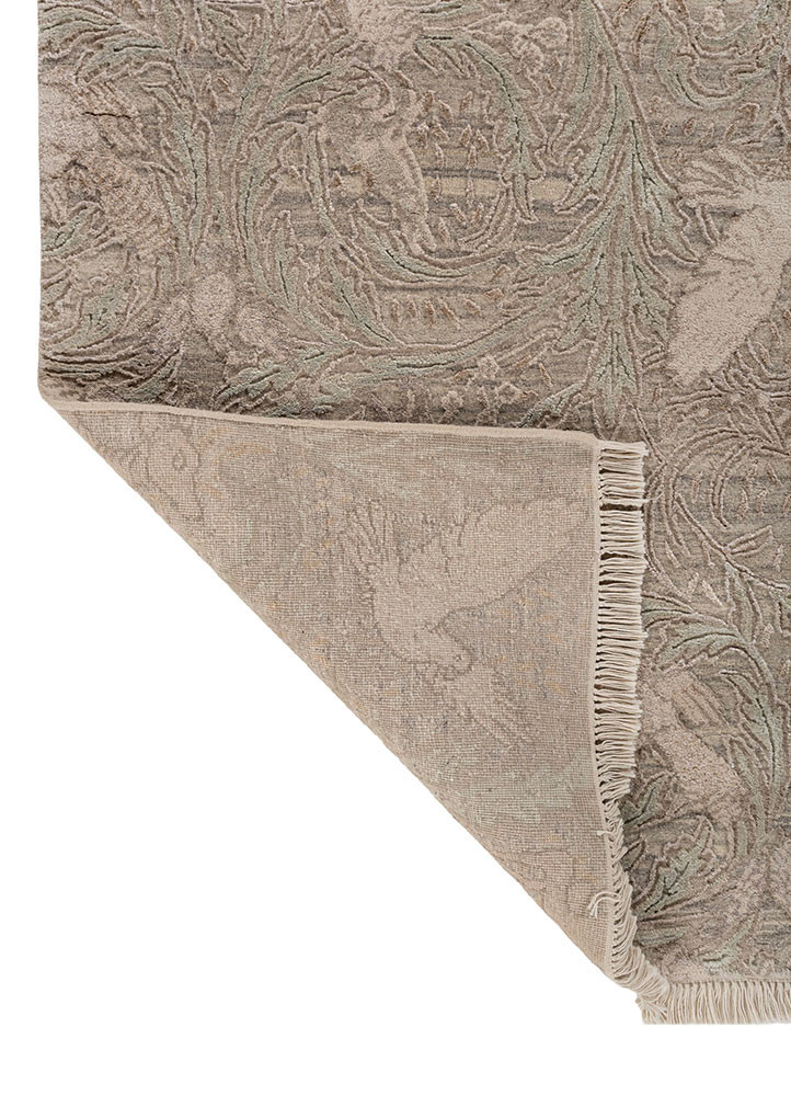 aprezo ivory wool and bamboo silk hand knotted Rug - Backing Shot