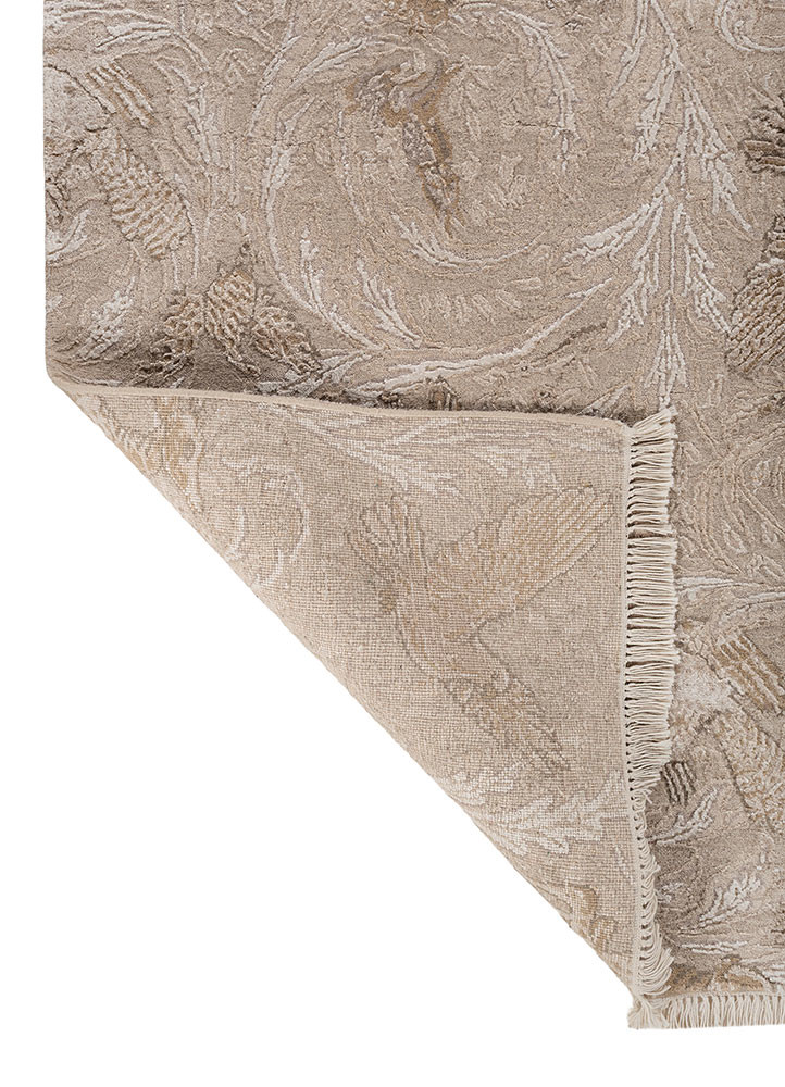 aprezo ivory wool and bamboo silk hand knotted Rug - Backing Shot