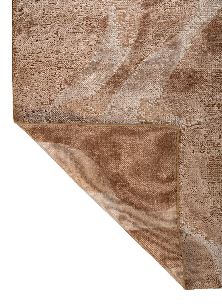 aprezo red and orange wool and bamboo silk hand knotted Rug - Backing Shot