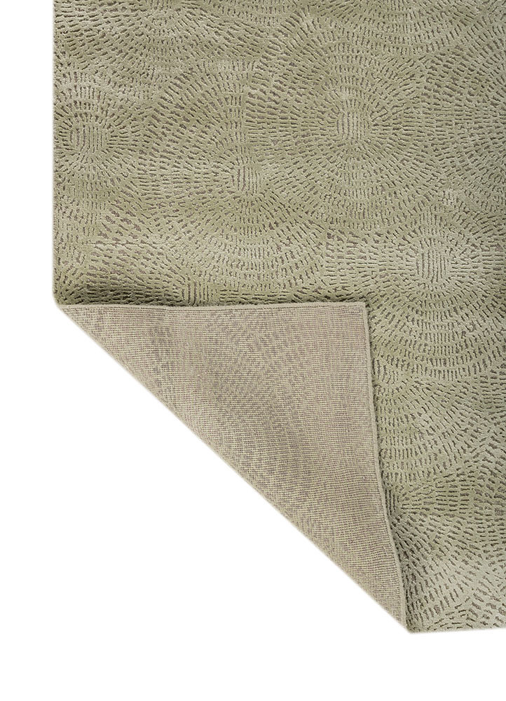 aprezo green wool and bamboo silk hand knotted Rug - Backing Shot