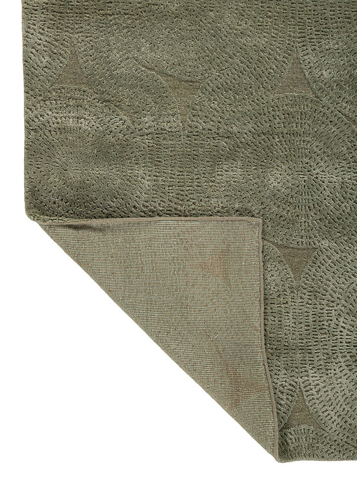azalea green wool and bamboo silk hand knotted Rug - Backing Shot azalea green wool and bamboo silk hand knotted Rug - Backing Shot