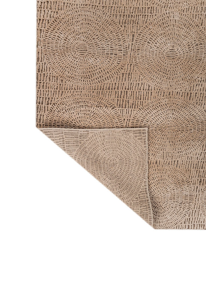 aprezo beige and brown wool and bamboo silk hand knotted Rug - Backing Shot