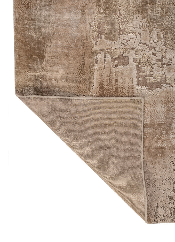 aprezo beige and brown wool and bamboo silk hand knotted Rug - Backing Shot aprezo beige and brown wool and bamboo silk hand knotted Rug - Backing Shot