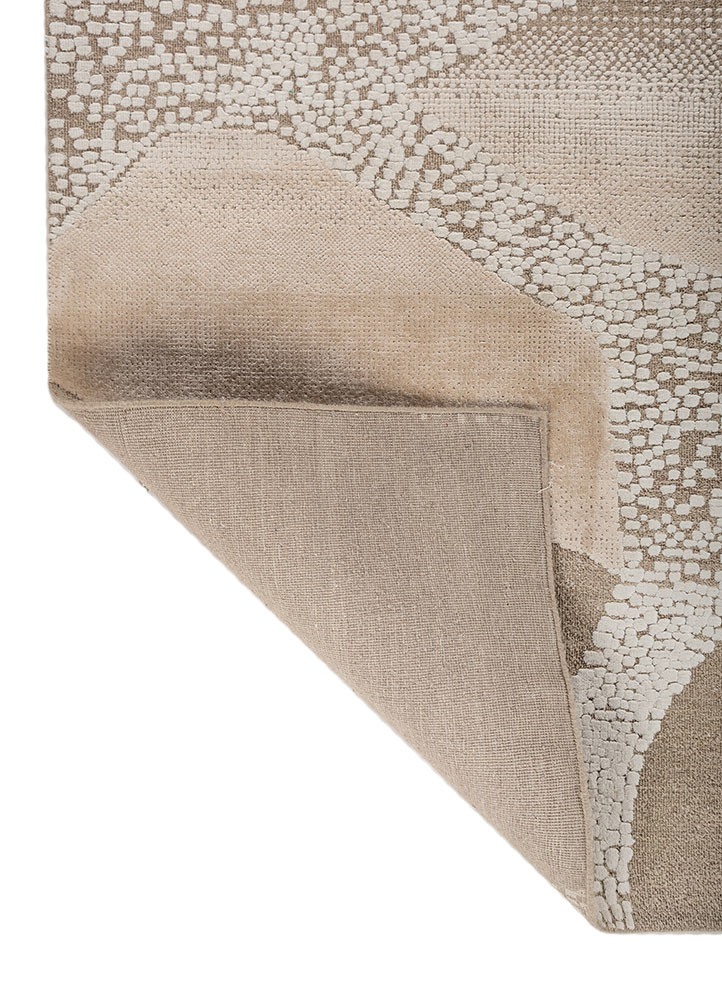 aprezo beige and brown wool and bamboo silk hand knotted Rug - Backing Shot aprezo beige and brown wool and bamboo silk hand knotted Rug - Backing Shot
