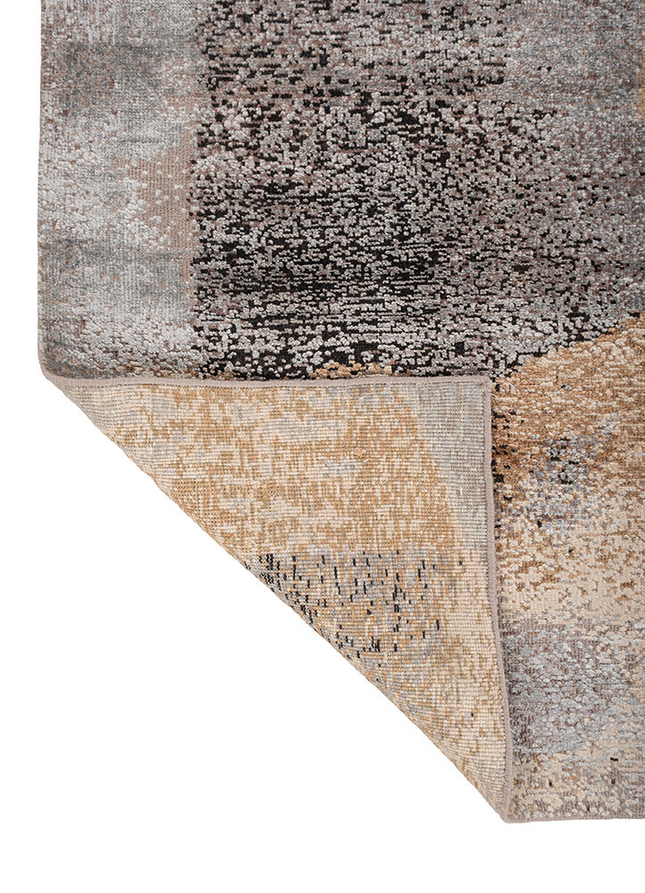 entropy grey and black wool and bamboo silk hand knotted Rug - Backing Shot entropy grey and black wool and bamboo silk hand knotted Rug - Backing Shot