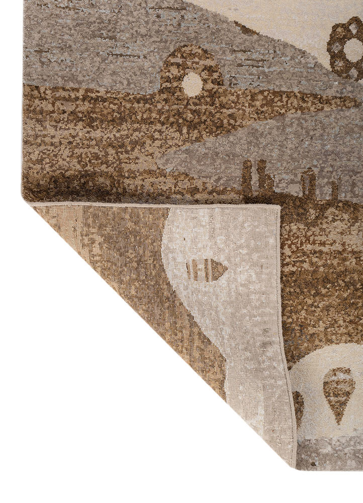 whispers of the desert ivory wool and bamboo silk hand knotted Rug - Backing Shot