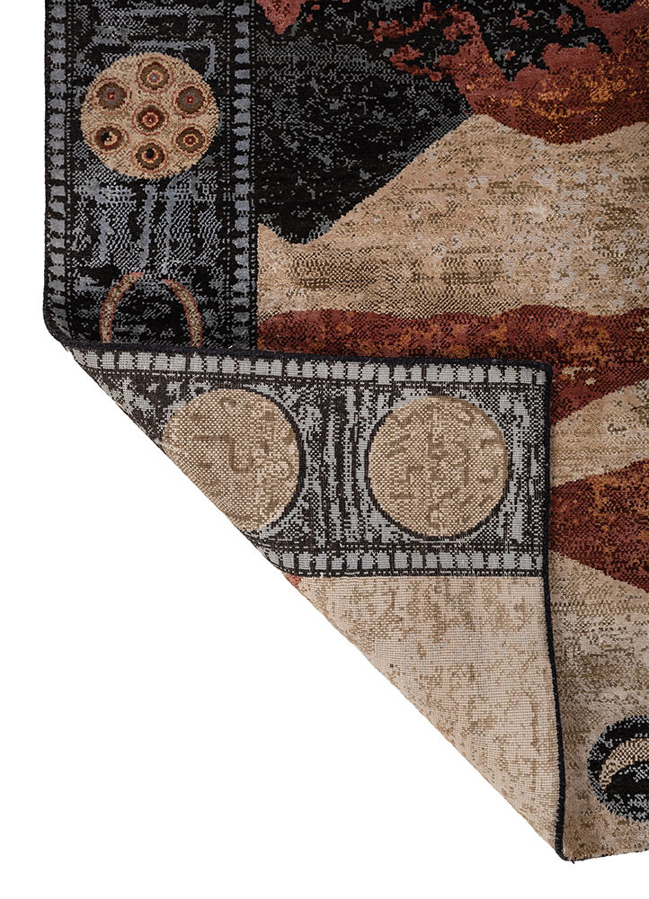 aprezo beige and brown viscose hand knotted Rug - Backing Shot aprezo beige and brown viscose hand knotted Rug - Backing Shot