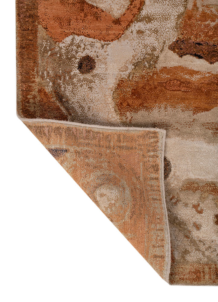 whispers of the desert ivory wool and bamboo silk hand knotted Rug - Backing Shot