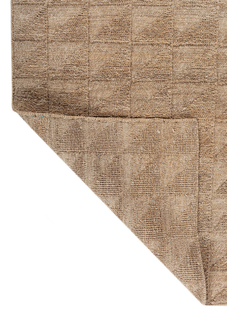 hula beige and brown wool hand knotted Rug - Backing Shot