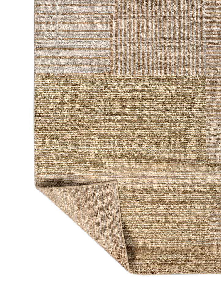 blythe beige and brown wool hand knotted Rug - Backing Shot