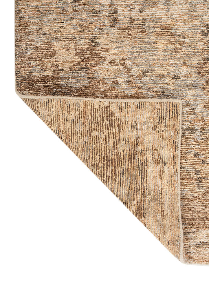 entropy beige and brown wool hand knotted Rug - Backing Shot