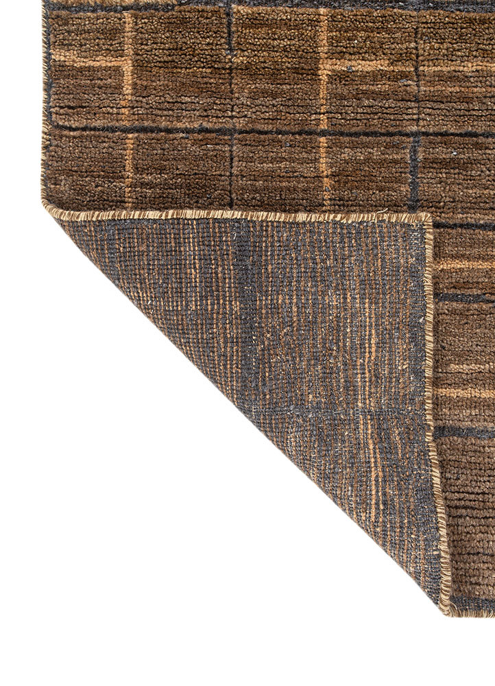 zuri beige and brown wool hand knotted Rug - Backing Shot