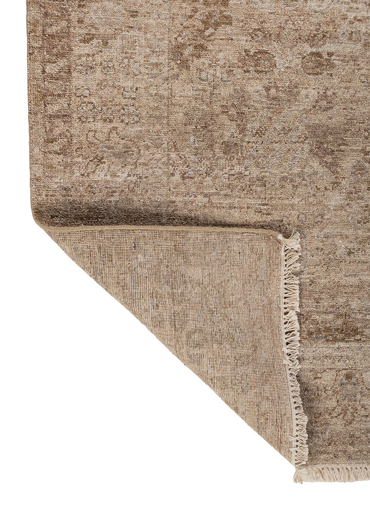 aurora beige and brown wool hand knotted Rug - Backing Shot aurora beige and brown wool hand knotted Rug - Backing Shot