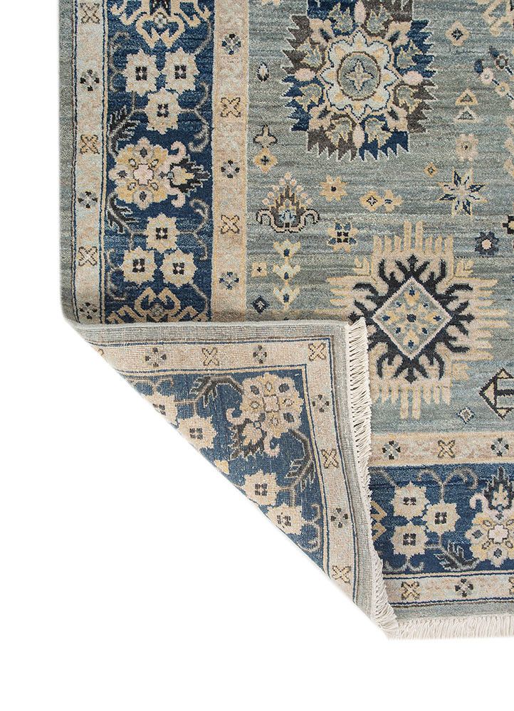 erbe blue wool hand knotted Rug - Backing Shot erbe blue wool hand knotted Rug - Backing Shot