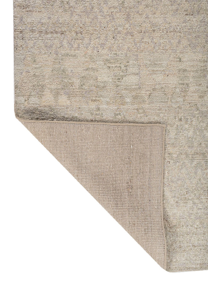 thyme ivory wool hand knotted Rug - Backing Shot