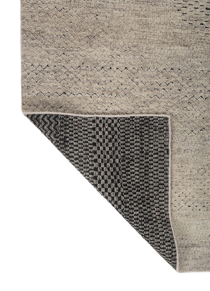 entropy blue wool hand knotted Rug - Backing Shot