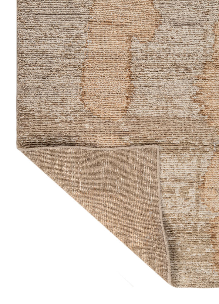 entropy beige and brown wool hand knotted Rug - Backing Shot