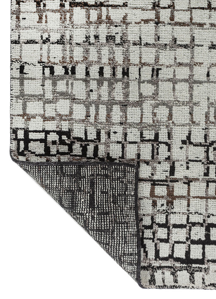 aprezo grey and black wool hand knotted Rug - Backing Shot aprezo grey and black wool hand knotted Rug - Backing Shot