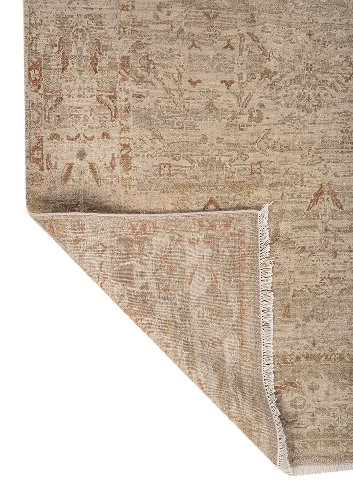 erbe beige and brown wool hand knotted Rug - Backing Shot erbe beige and brown wool hand knotted Rug - Backing Shot