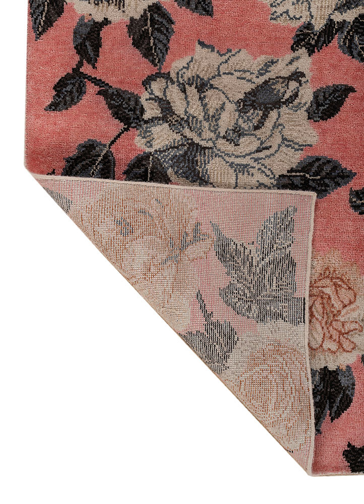 aprezo pink wool hand knotted Rug - Backing Shot aprezo pink wool hand knotted Rug - Backing Shot