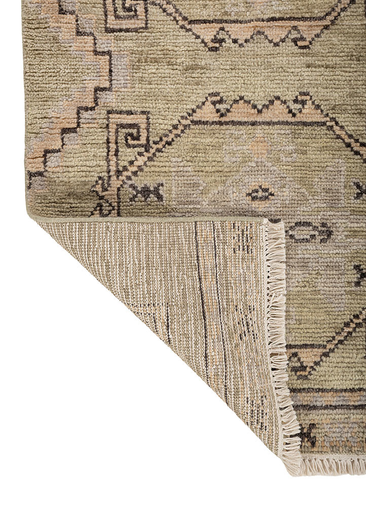 thyme green wool hand knotted Rug - Backing Shot thyme green wool hand knotted Rug - Backing Shot