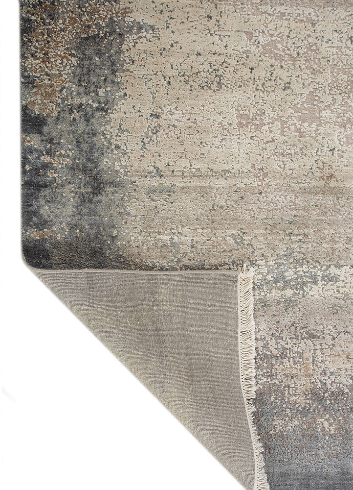 entropy blue wool and silk hand knotted Rug - Backing Shot entropy blue wool and silk hand knotted Rug - Backing Shot