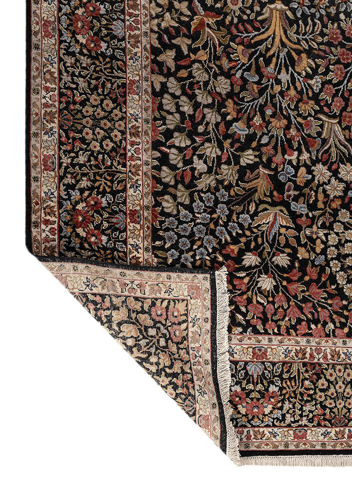 gulmarg blue wool and silk hand knotted Rug - Backing Shot gulmarg blue wool and silk hand knotted Rug - Backing Shot