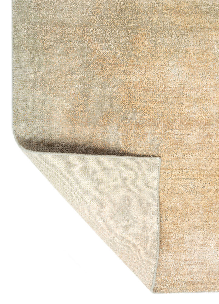 afterglow by kavi green wool and silk hand knotted Rug - Backing Shot