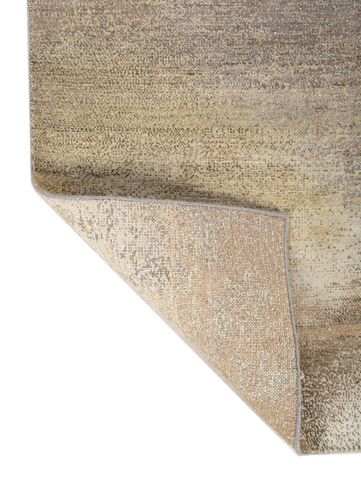 afterglow by kavi blue wool and silk hand knotted Rug - Backing Shot