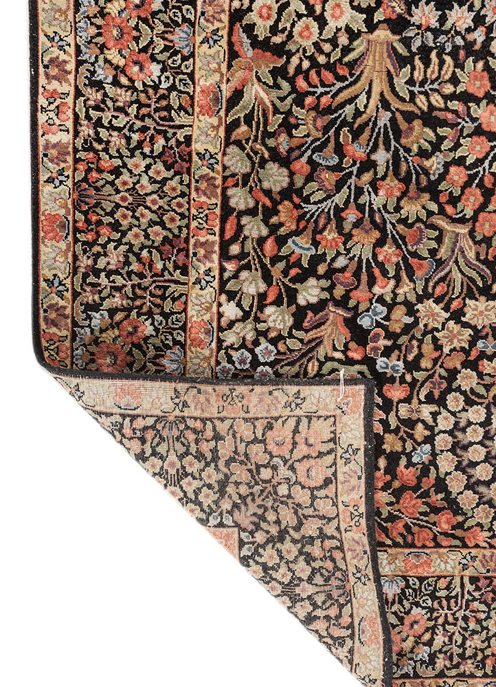 aurora grey and black wool and silk hand knotted Rug - Backing Shot aurora grey and black wool and silk hand knotted Rug - Backing Shot