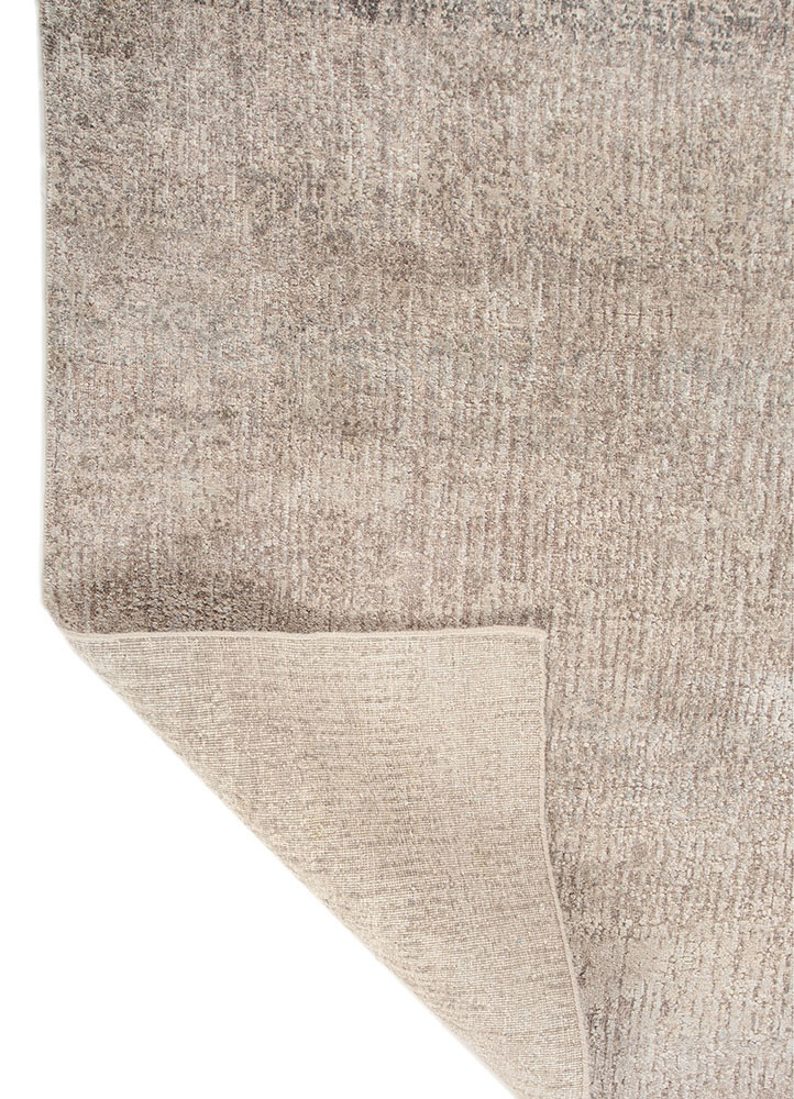 entropy ivory wool and silk hand knotted Rug - Backing Shot