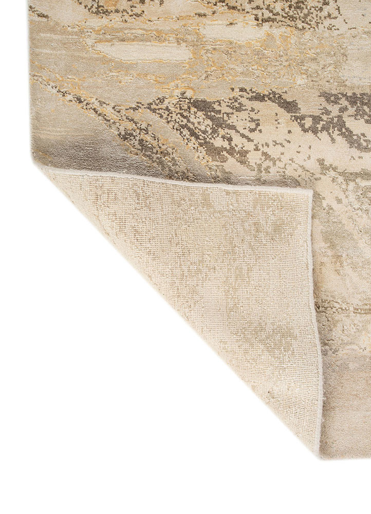 entropy ivory wool and silk hand knotted Rug - Backing Shot entropy ivory wool and silk hand knotted Rug - Backing Shot