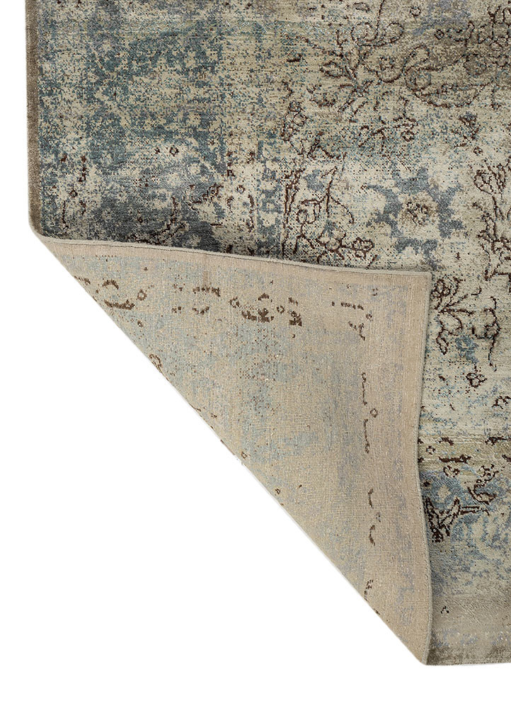 aurora ivory wool and silk hand knotted Rug - Backing Shot aurora ivory wool and silk hand knotted Rug - Backing Shot