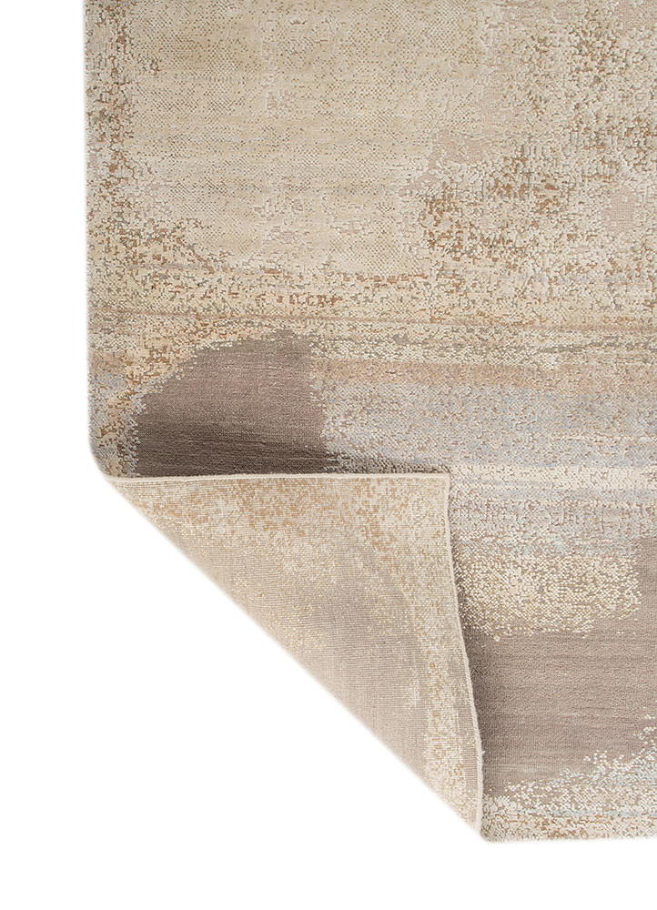 entropy ivory wool and silk hand knotted Rug - Backing Shot entropy ivory wool and silk hand knotted Rug - Backing Shot