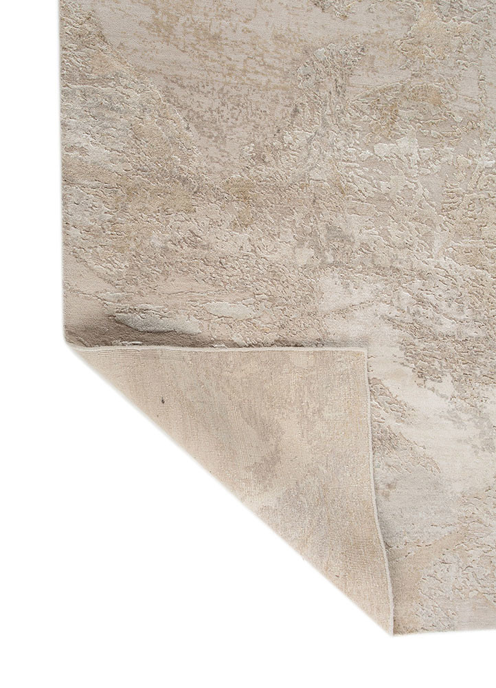 entropy ivory wool and silk hand knotted Rug - Backing Shot entropy ivory wool and silk hand knotted Rug - Backing Shot