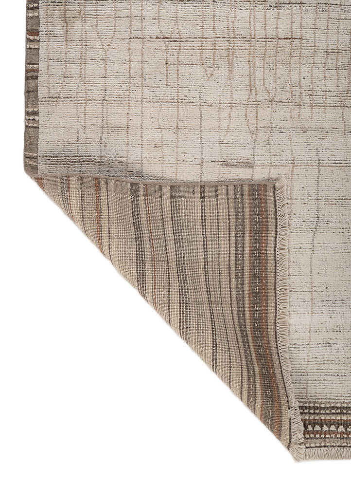 manifest ivory wool and silk hand knotted Rug - Backing Shot