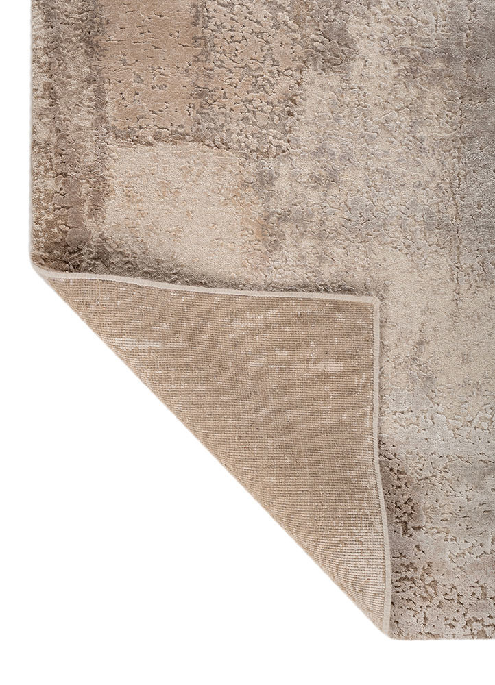 entropy ivory wool and bamboo silk hand knotted Rug - Backing Shot